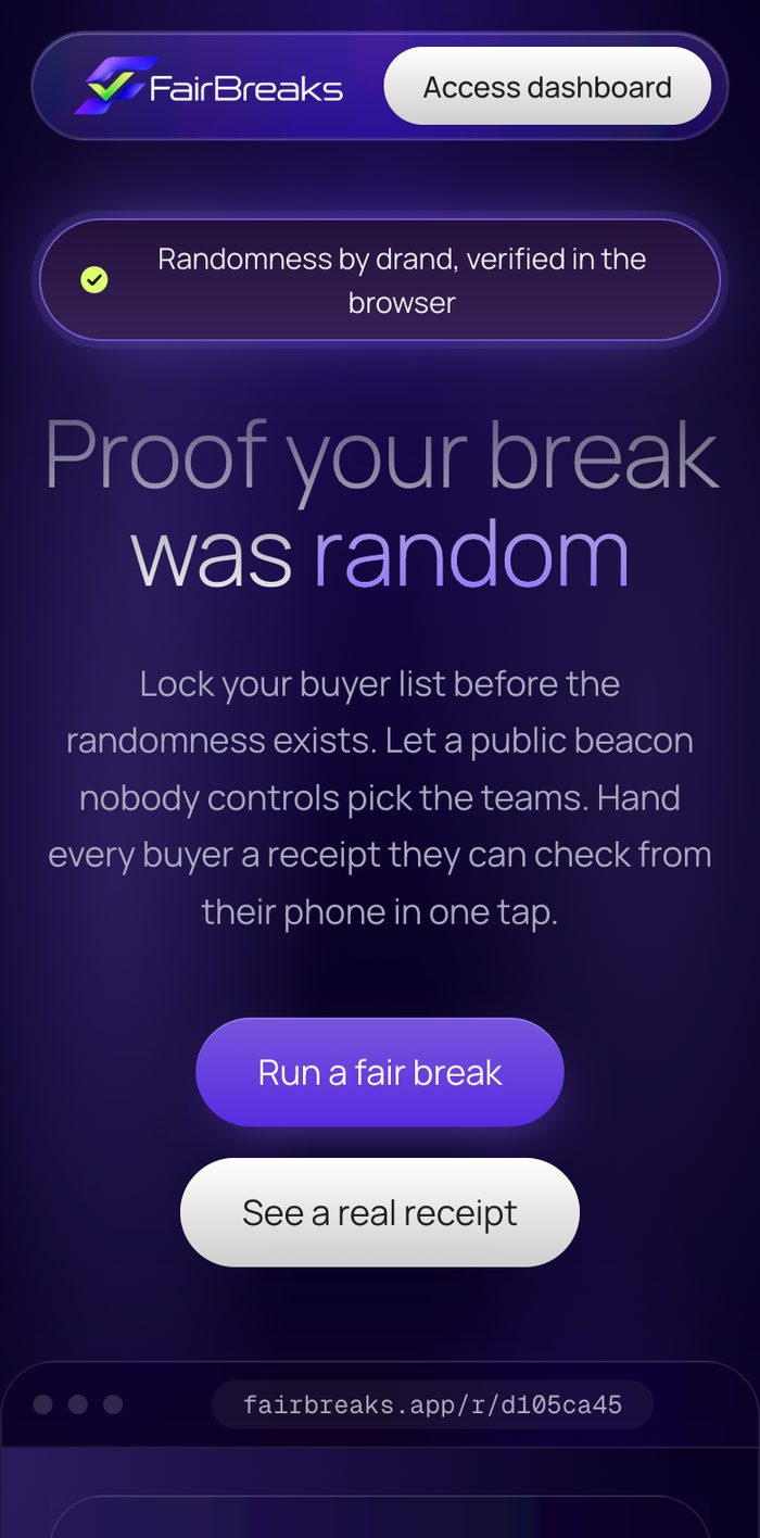 FairBreaks mobile screen