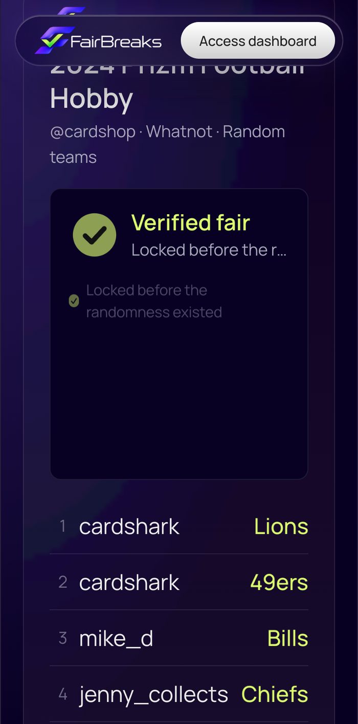 FairBreaks mobile screen