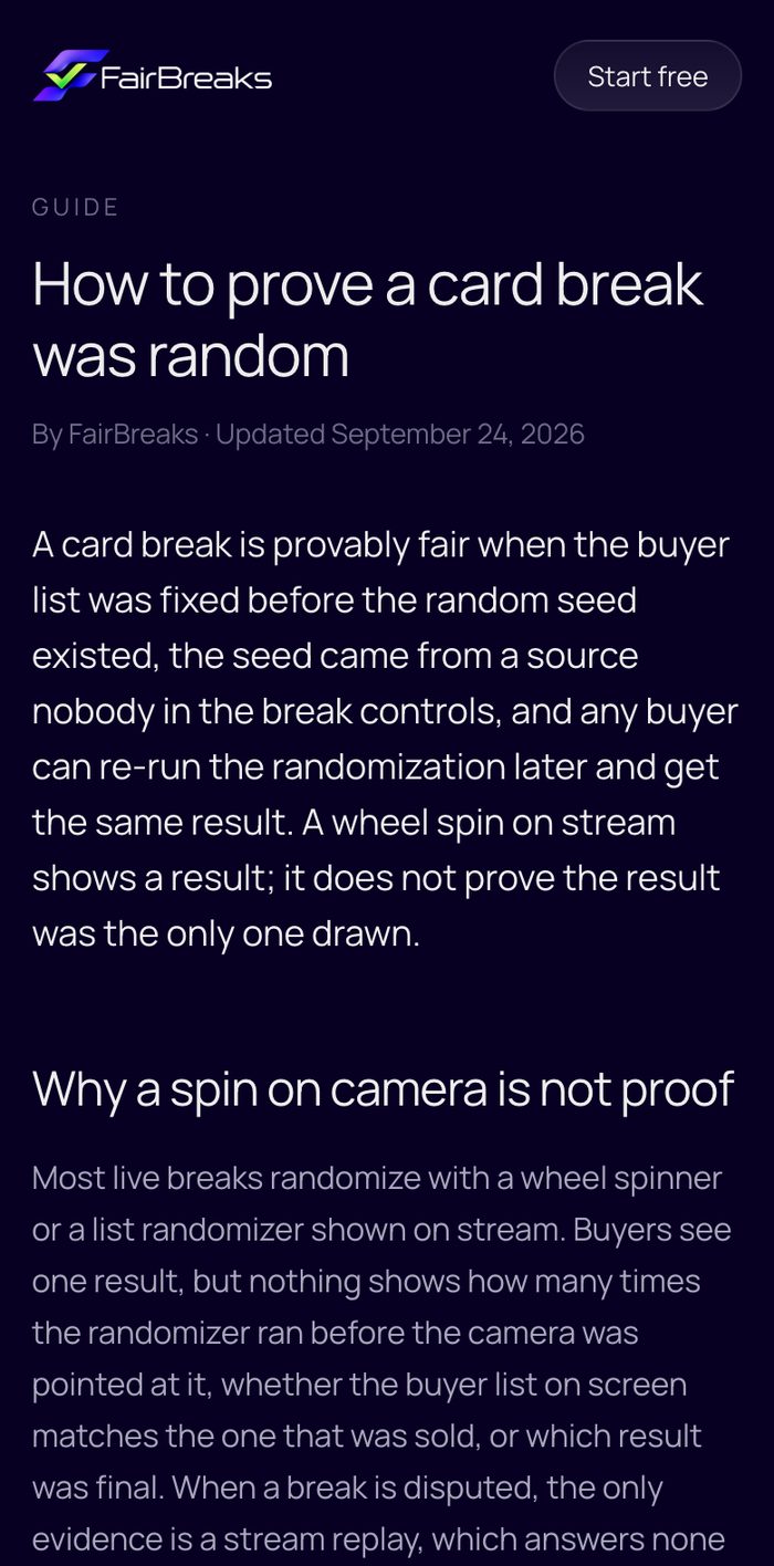 FairBreaks mobile screen