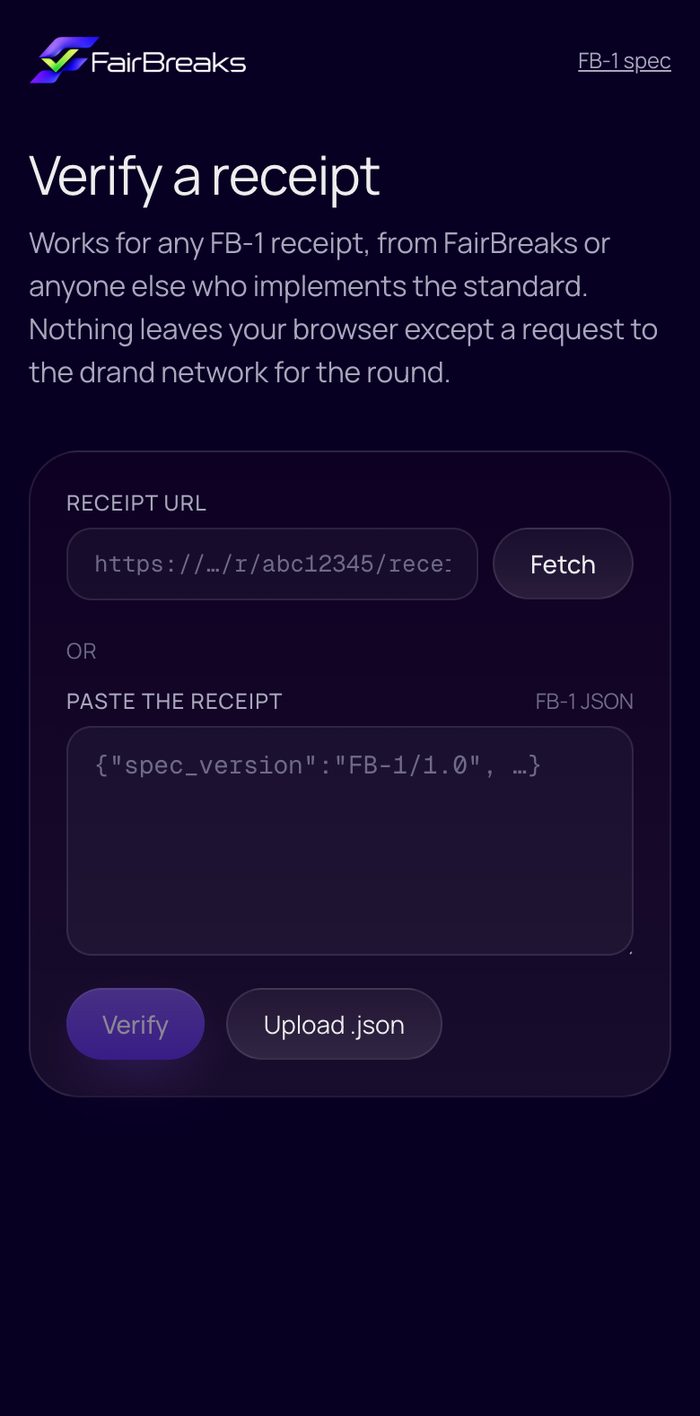 FairBreaks mobile screen