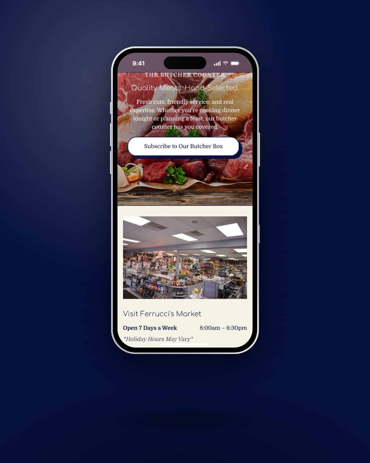 Butcher counter and store visit