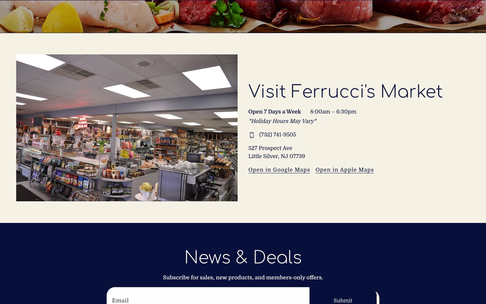 Ferrucci's Market desktop screen