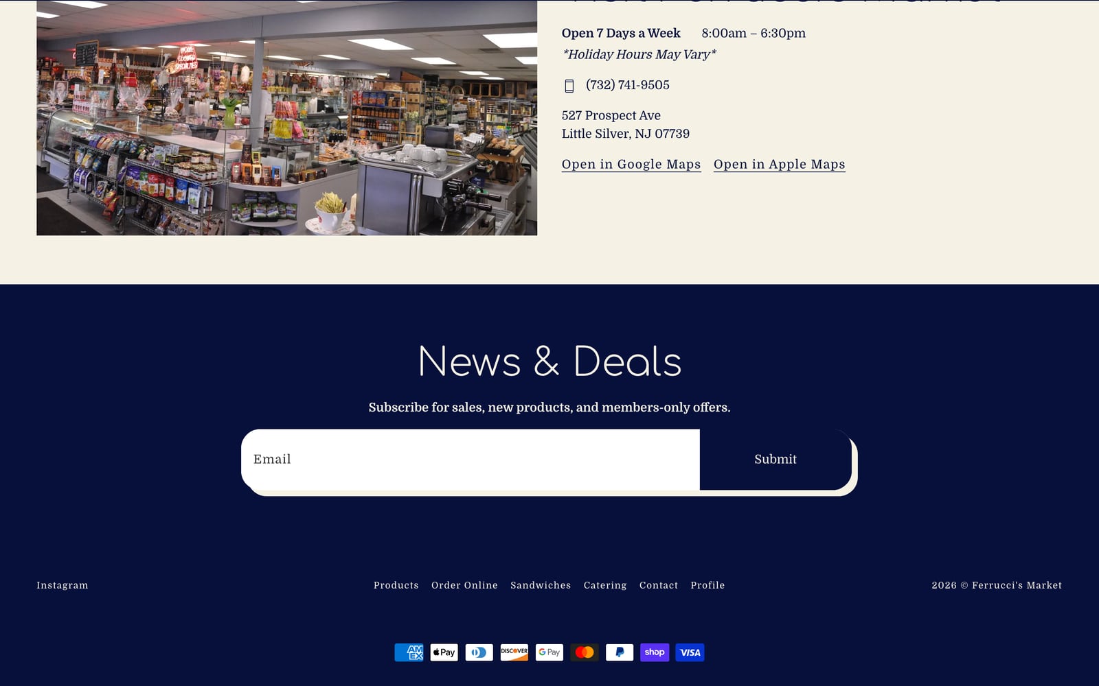 Ferrucci's Market desktop screen