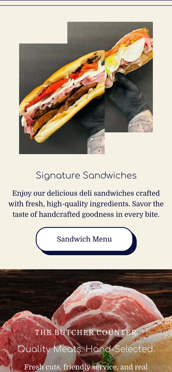 Ferrucci's Market mobile screen