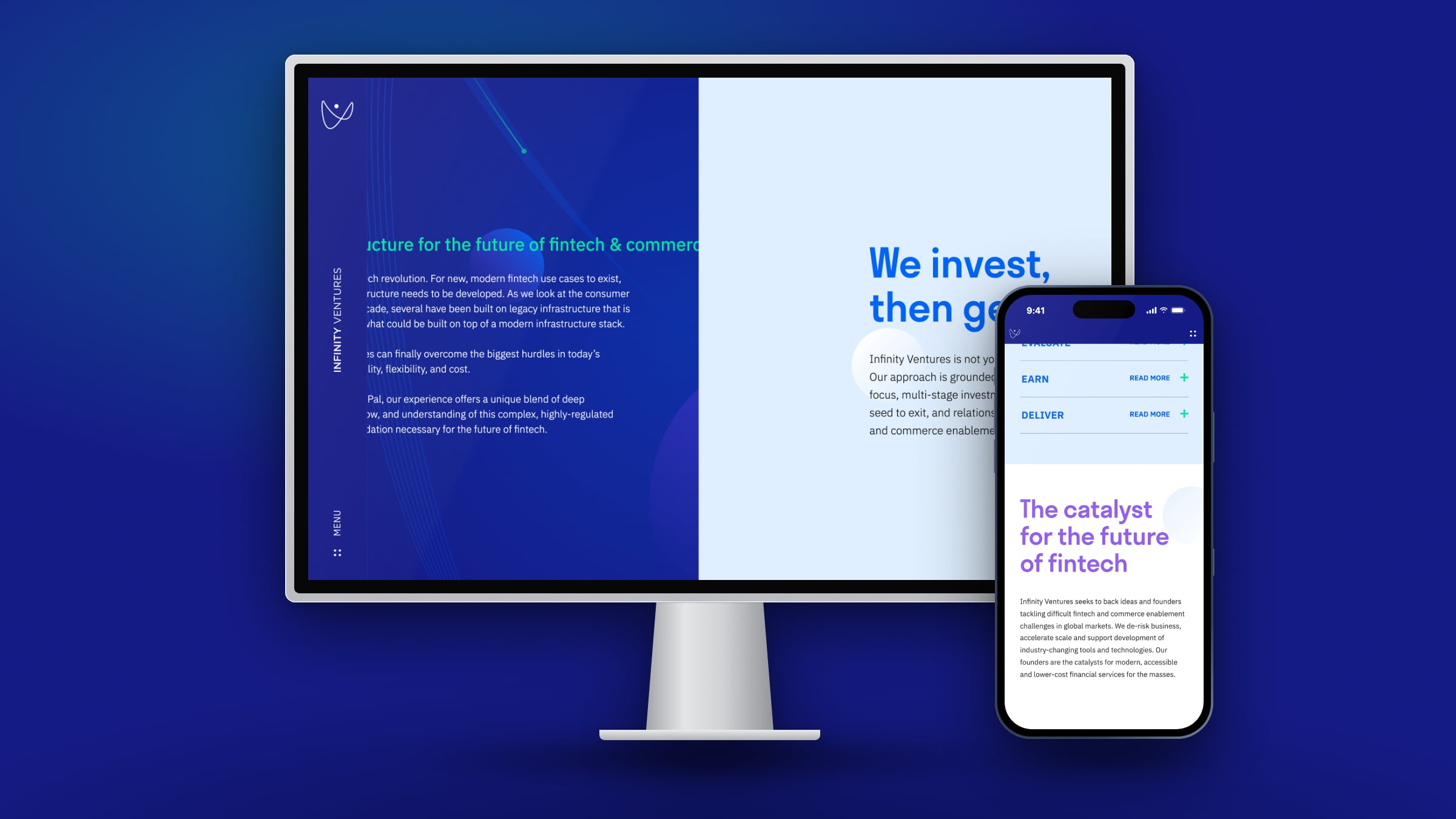 Scroll drives the page sideways: each section slides in from the right.