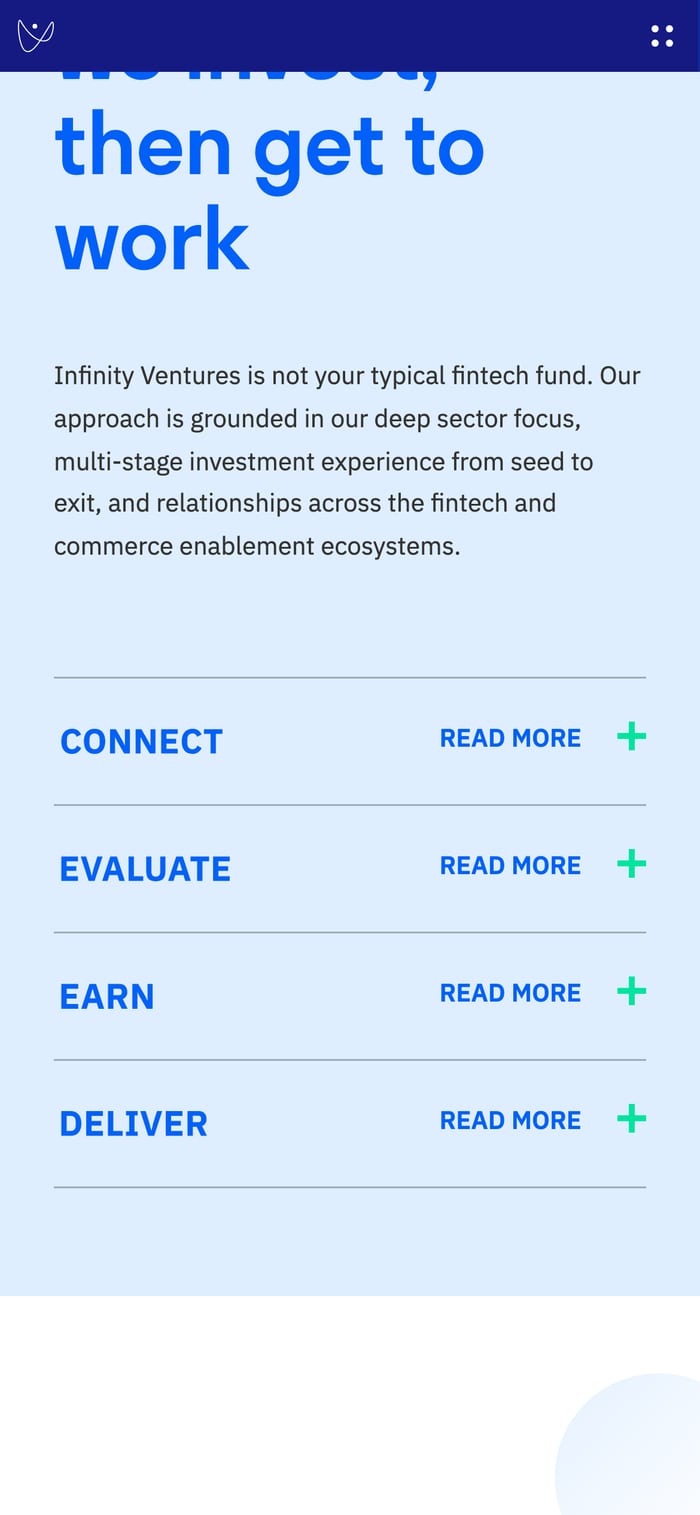 Infinity VC Capital mobile screen