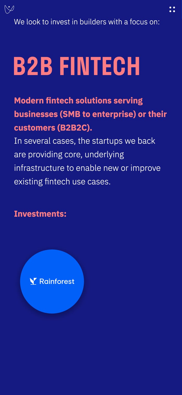 Infinity VC Capital mobile screen