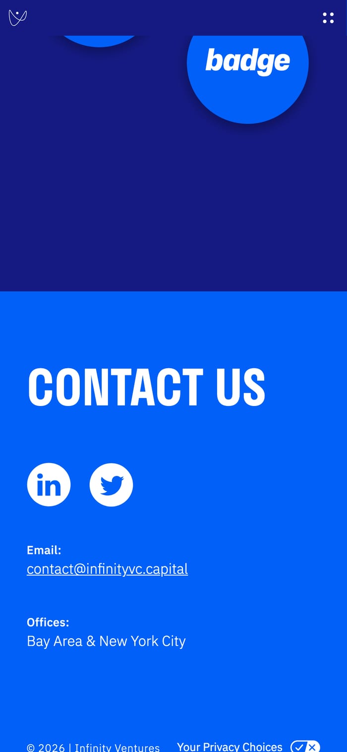 Infinity VC Capital mobile screen